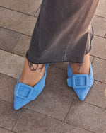 Shelbey Suede Buckle Slingback Heels