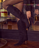 Black % Honeyed Haze Suede Knee High Boots-5