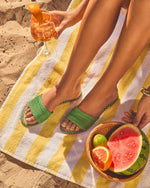 Earth Shine Woven Straw Flat Sandals