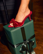 Jingle Drop Velvet Bow Mules