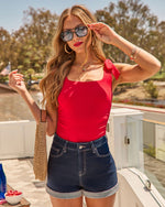 Britanie Cuffed High Rise Denim Shorts