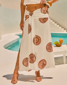 Coastal Socialite Novelty Print Wrap Tie Maxi Skirt