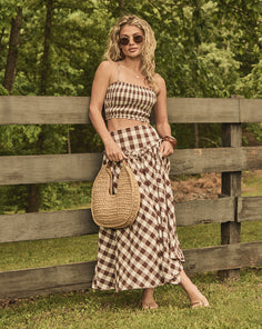 Moonbeam Trail Gingham Print Maxi Skirt
