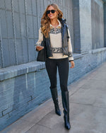 Ottie Quarter Zip Print Sweater