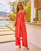 Amorah Strapless Linen Blend Maxi Top