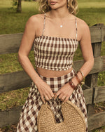 Moonbeam Trail Gingham Print Smocked Cami