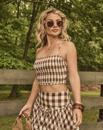 Moonbeam Trail Gingham Print Smocked Cami