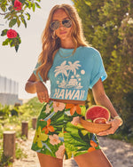Hawaii Tropics Short Sleeve Linen Blend Graphic Tee