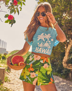 Hawaii Tropics Short Sleeve Linen Blend Graphic Tee