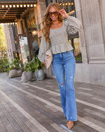 Marlan Cotton Plaid Peplum Top