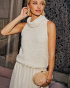 Ivory % Karlah Sleeveless Turtleneck Top-1