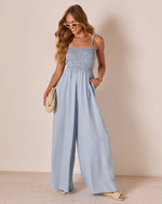 Kerra Wide Leg Chambray Jumpsuit