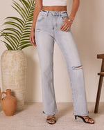 Crystal Super Stretch Distressed Relaxed Denim