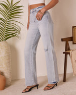 Crystal Super Stretch Distressed Relaxed Denim