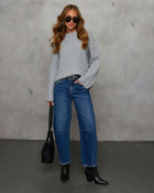 Dark Wash % Evangelina Distressed Barrel Jeans-1