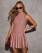 Lalita Striped Lurex Mockneck Mini Dress