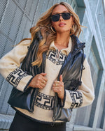 Black % Shelton Pocketed Hooded Faux Leather Puffer Vest-5