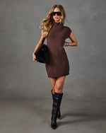 Wynter Waffle Knit Mock Neck Sweater Dress