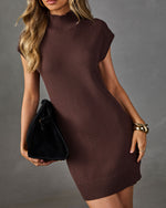 Wynter Waffle Knit Mock Neck Sweater Dress