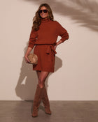 Rust % Marsella Tie Waist Mini Sweater Dress-7