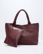 Burgundy % At My Side Woven Leather Tote With Insert-2