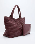 Burgundy % At My Side Woven Leather Tote With Insert-5