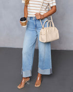 Oatmilk % Louien Woven Faux Leather Satchel-2