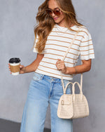 Oatmilk % Louien Woven Faux Leather Satchel-6