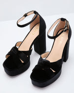 Black % Evening Proper Velvet Platform Heels-2