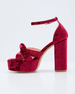 Burgundy % Evening Proper Velvet Platform Heels-5