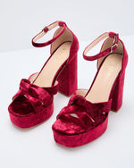 Burgundy % Evening Proper Velvet Platform Heels-2