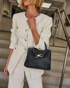 Black % Vita Woven Bow Detail Crossbody Bag-1