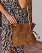 Keila Faux Suede Slouch Drawstring Tote Bag