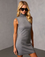 Heather Grey % Sanore Knit Turtleneck Mini Dress-3