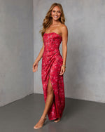 Spiced Cider Satin Corset Maxi Dress