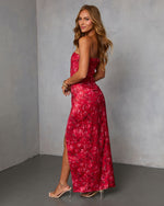 Spiced Cider Satin Corset Maxi Dress