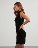 Black % Kandi Velvet Mock Neck Mini Dress-3