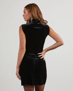 Black % Kandi Velvet Mock Neck Mini Dress-4