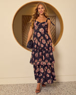 Black Floral % Blush Horizon Tiered Bustier Maxi Dress-5