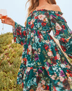 Teal Floral % Romance Me Floral Babydoll Mini Dress-3