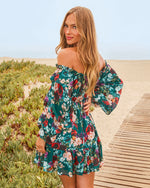 Teal Floral % Romance Me Floral Babydoll Mini Dress-4