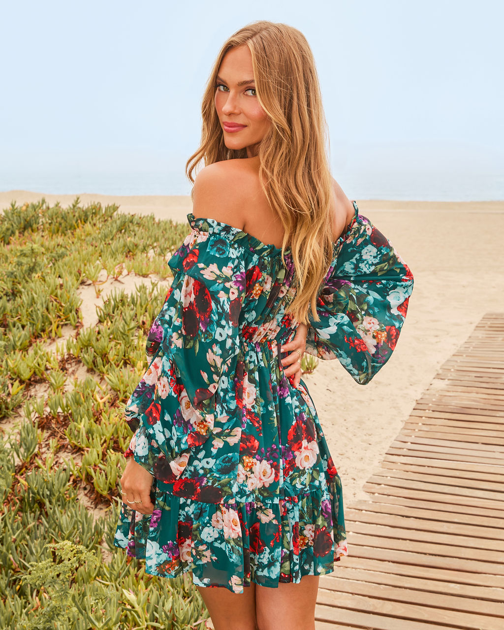 Romance Me Floral Babydoll Mini Dress in Teal Floral - Size XS, VICI Romance Me Floral Babydoll Mini Dress in Teal Floral - Size XS, VICI