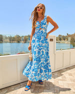 Blooming Coast Cotton Floral Paisley Print Maxi Dress