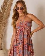 Eliora Tropical Print Halter Maxi Dress in Blue - Size XL, VICI Eliora Tropical Print Halter Maxi Dress in Blue - Size XL, VICI