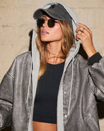 Campus Oversized Hooded Leather Bomber Jacket