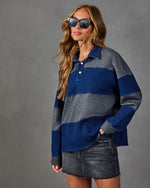 Prep Club Denim Knit Color Block Top