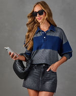 Prep Club Denim Knit Color Block Top