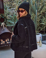 Marcelo Teddy Vegan Leather Trim Moto Coat