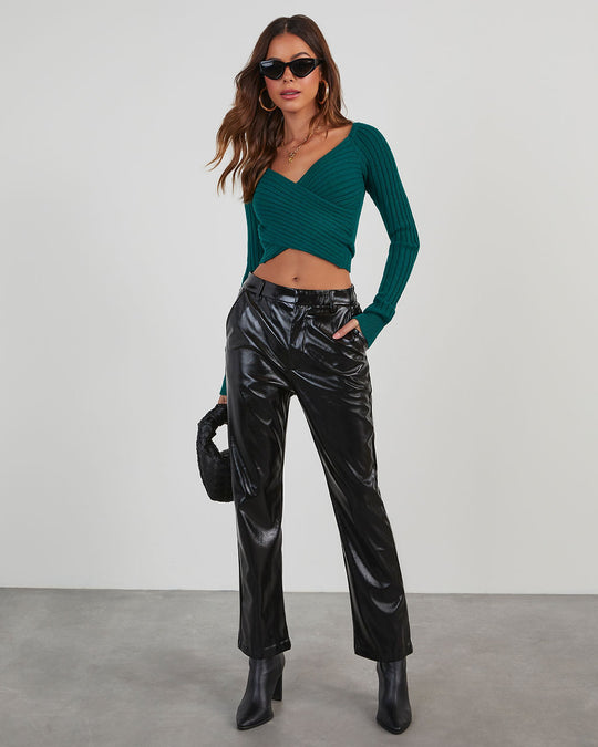 Down To Business Coated Faux Leather Pants