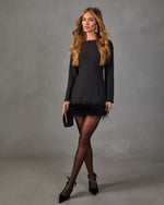 Milton Feather Trim Mini Dress